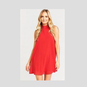 MuMu Red Chiffon V-Right Back Mini Dress